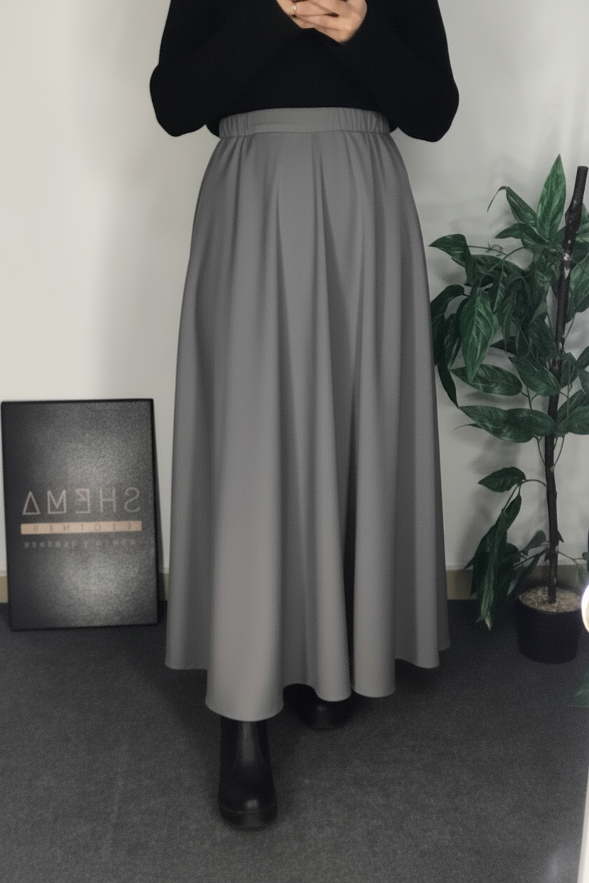 Gray Skirt Black Top