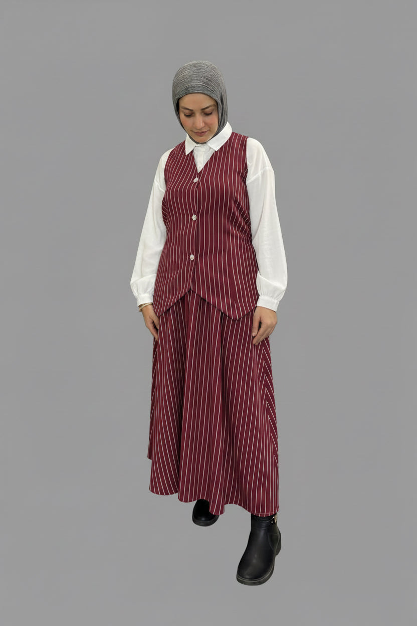 سوت مقلمة برجندي